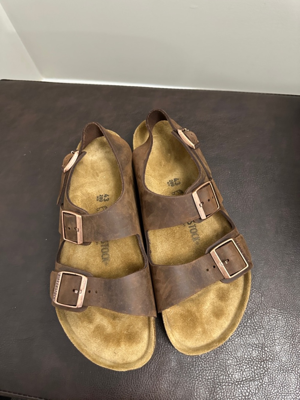 Sz43 New Men’s Birkenstock Havana Milano Oiled Leather Sandals - Picture 13 of 14